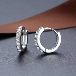 925 Sterling Silver CZ Mini Hoop Earrings